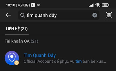 gõ tìm quanh đây để mở tìm quanh đây trên Zalo