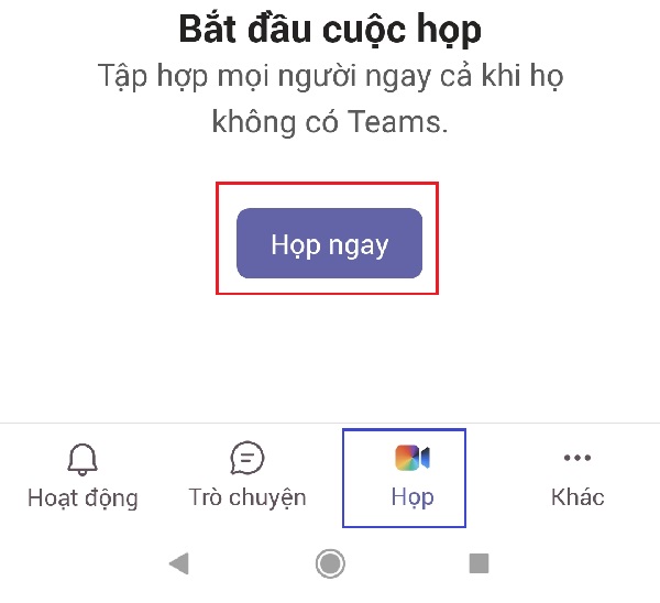 Tạo cuộc họp Microsoft Teams