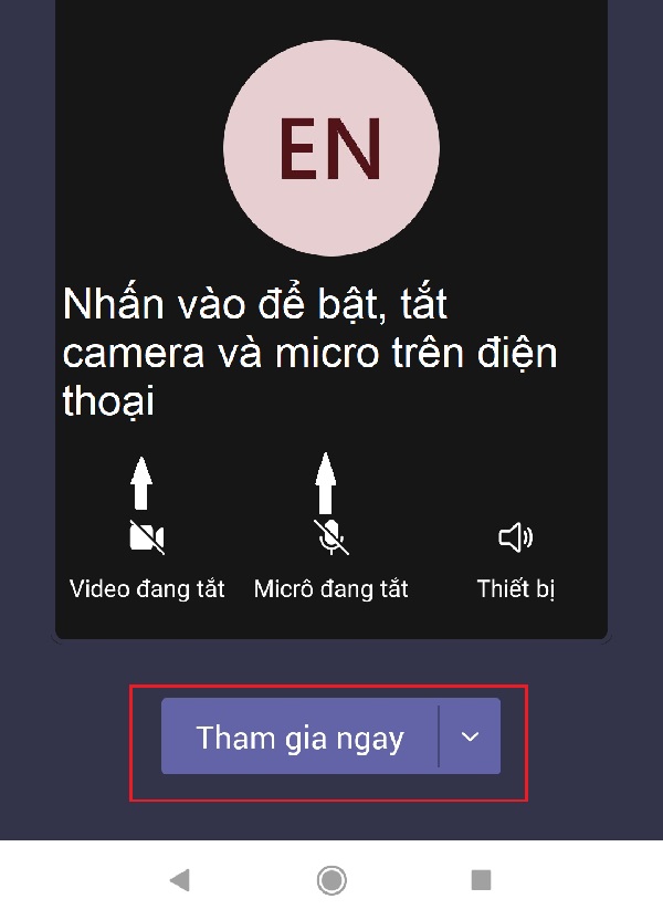 bật tắt camera và micro Microsoft Teams