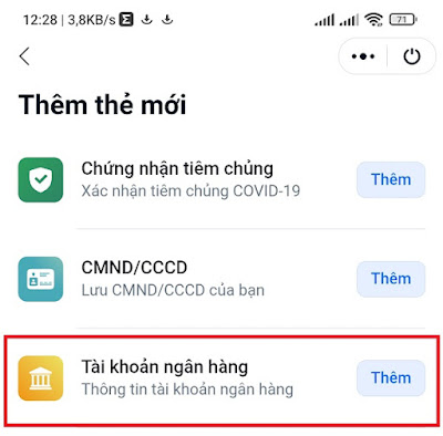 Hình ảnh thêm tài khoản ngân hàng trên Ví QR Zalo