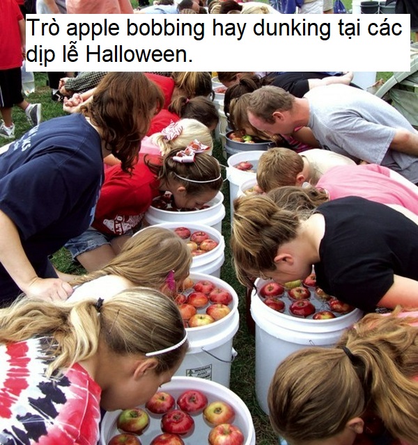 Trò dunking hay apple bobbing trong lễ halloween