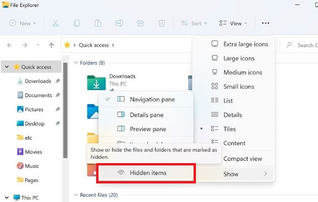 Cách xem các tệp và thư mục ẩn qua File Explorer