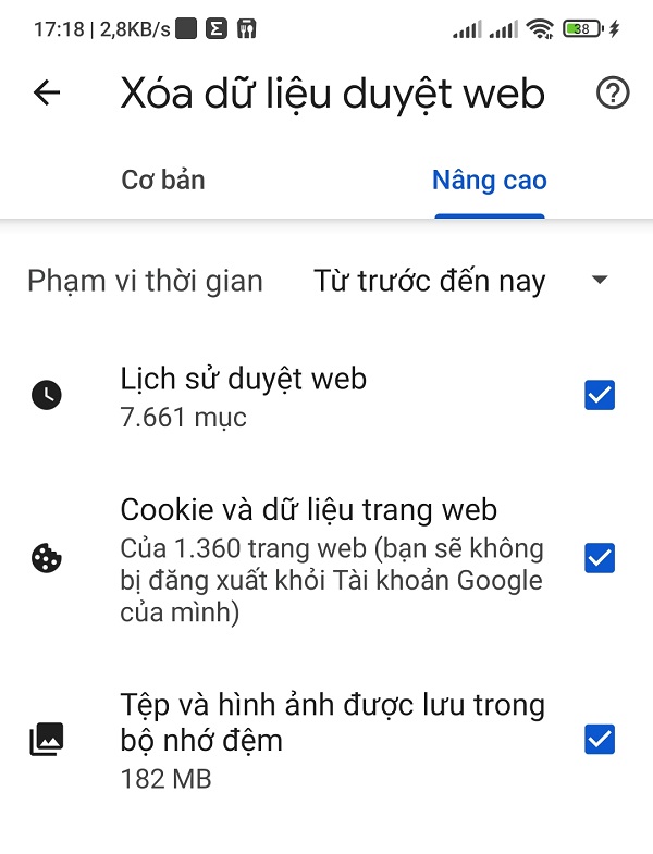 Cách xóa cookie và bộ nhớ cache trên điện thoại Android