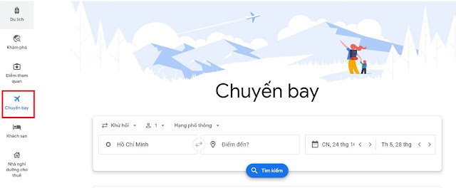 Tìm kiếm chuyến bay trên Google Travel