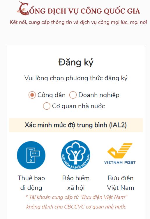 Hướng dẫn đăng ký tài khoản tại cổng dịch vụ công Quốc Gia h1