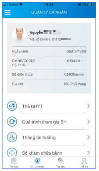 Quản lý cá nhân app VssID