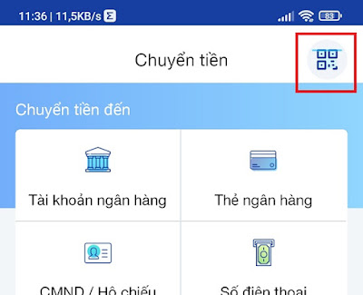 Hình ảnh sử dụng app ACB để quét mã qr tài khoản ngân hàng