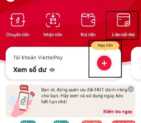 Cách nạp tiền vào Viettel Pay